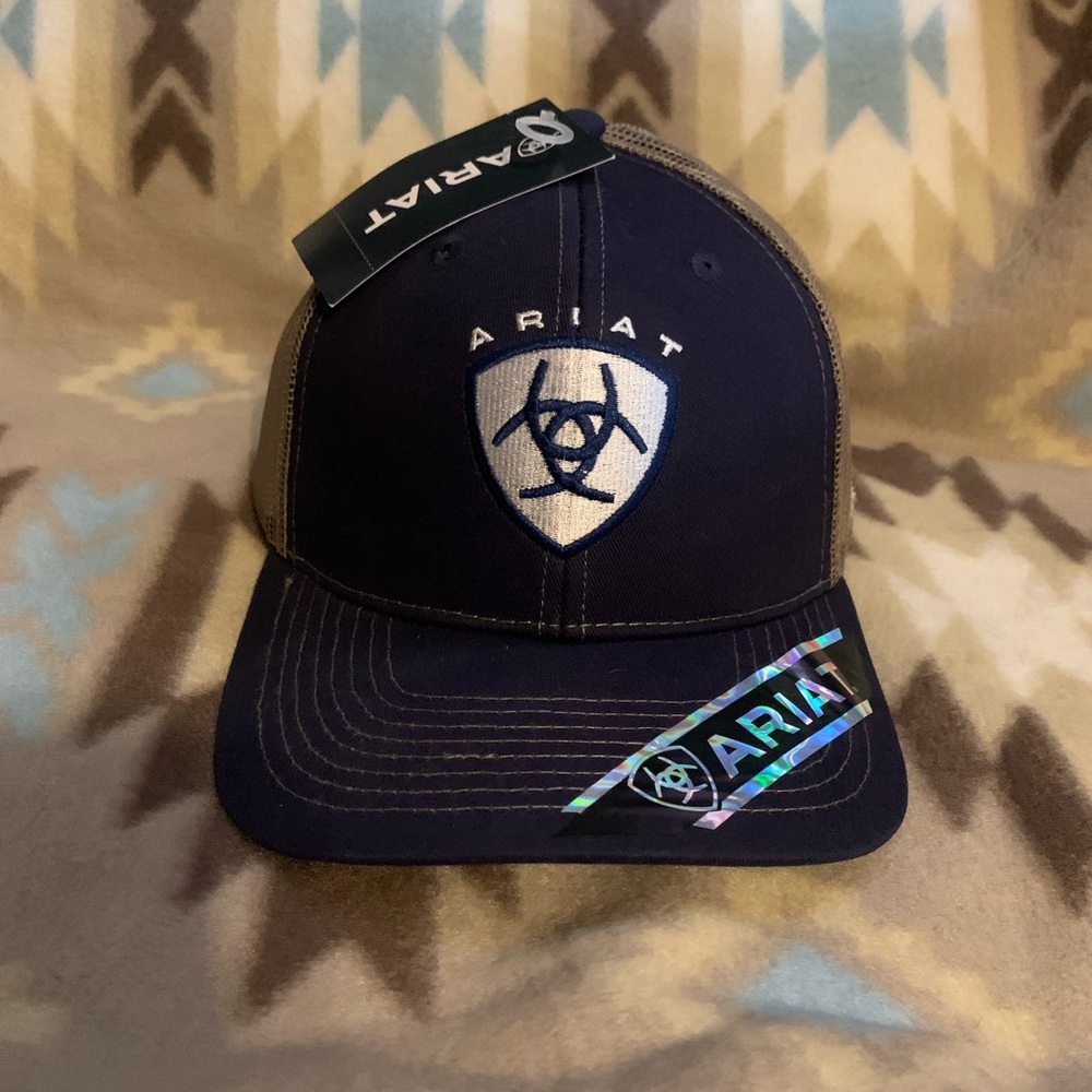 New With Tags Ariat Blue Baseball Cap with Shield Logo SnapBack